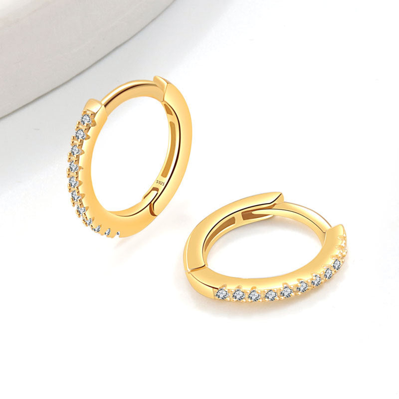 Zircon-inlaid Circular Statement Fashion S925 Silver Stud Earrings