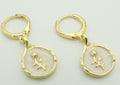 Drop-shaped Rose Inlaid Shell Earrings
