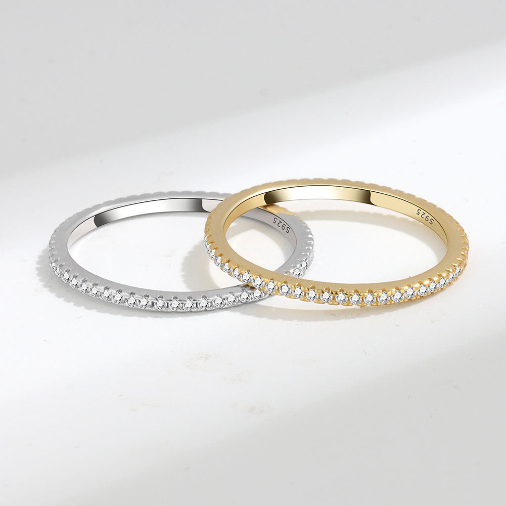 S925 Silver Fashion Full Diamond Little Finger Ring Single Row Ring