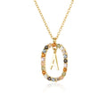 Colorful Rainbow Semi-precious Stone Crystal Clavicle Chain With Zirconium Letters