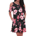 Off The Shoulder Printed Short Sleeved Large Swing Dress Women