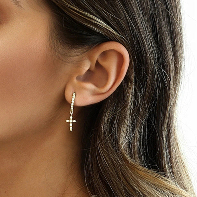Geometric cross earrings