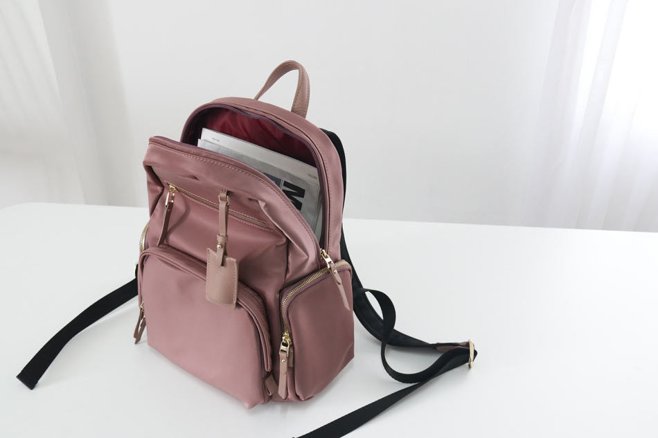 Nylon cloth with cowhide backpack