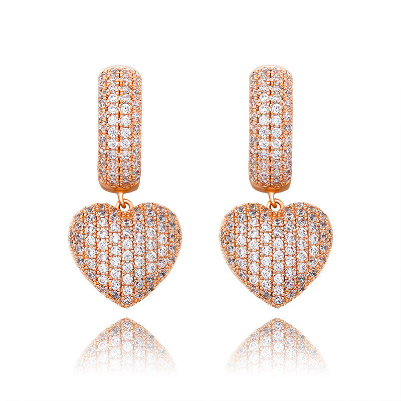 Electroplated Full Zircon Personalized Shiny Earrings