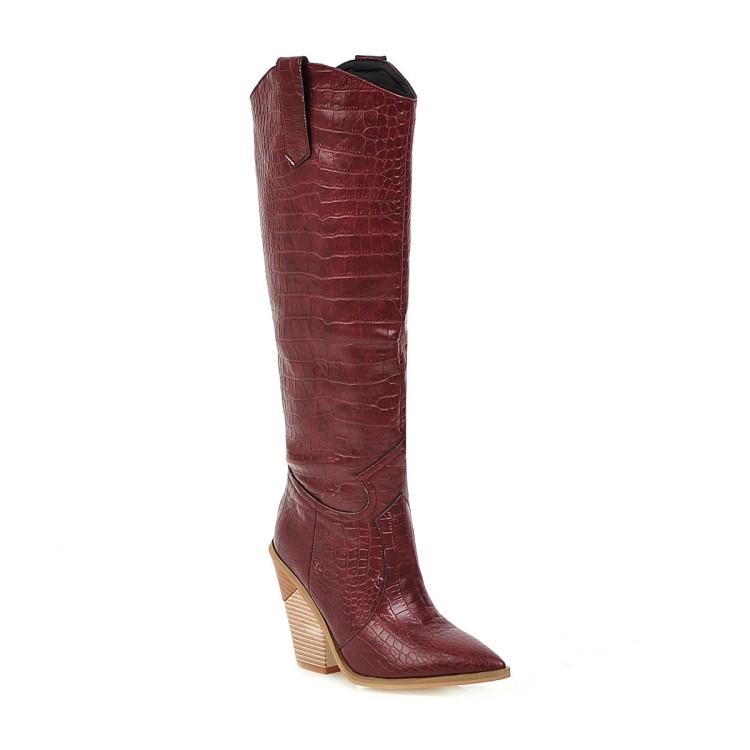 Winter New Short Plush Pointed Knight High Boots  Pattern Trendy Women