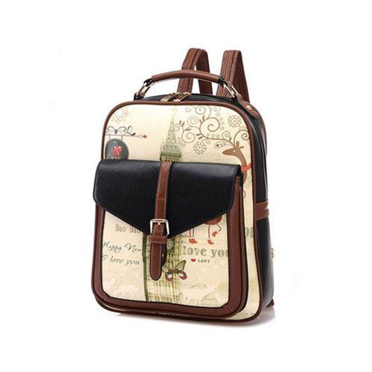Retro Shoulders Trend Fashion Lady Student Graffiti Shoulder Bag