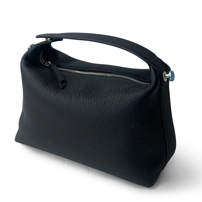 Boston Layer Cowhide One Shoulder Lunch Box Bag