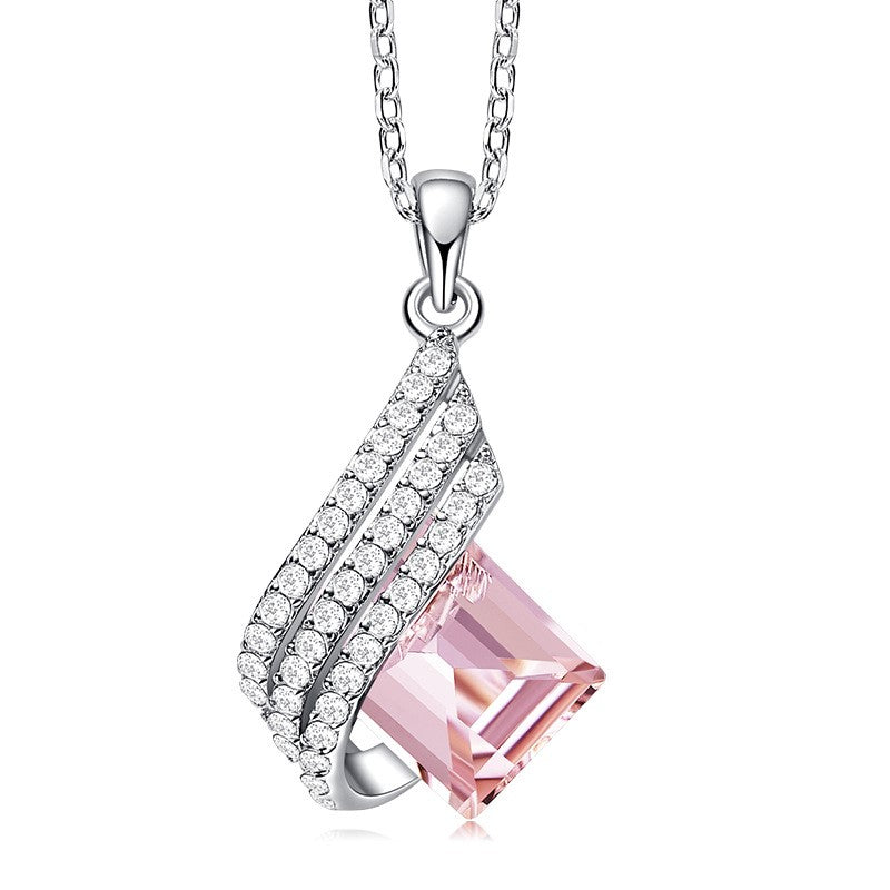 Clavicle chain with diamond and crystal pendant