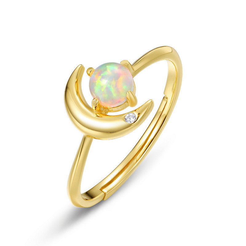 Light Luxury Star And Moon Silver Ring Female S925 Silver Plated