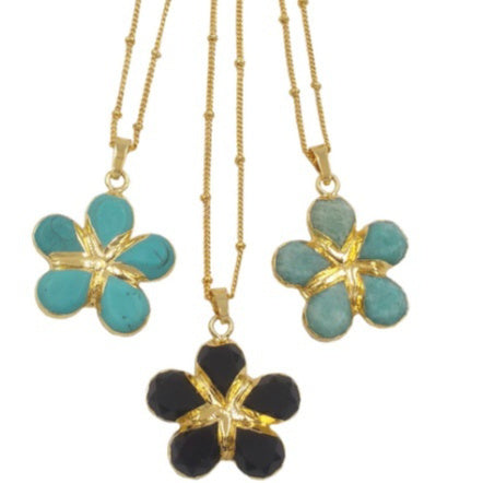 Womens 18k Gold-plated Flower Pendant Necklace With A Delicate Chain