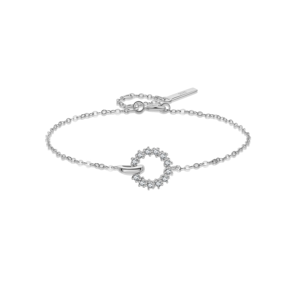 Interlocking Bracelet In 925 Sterling Silver With Micro-set Zirconia