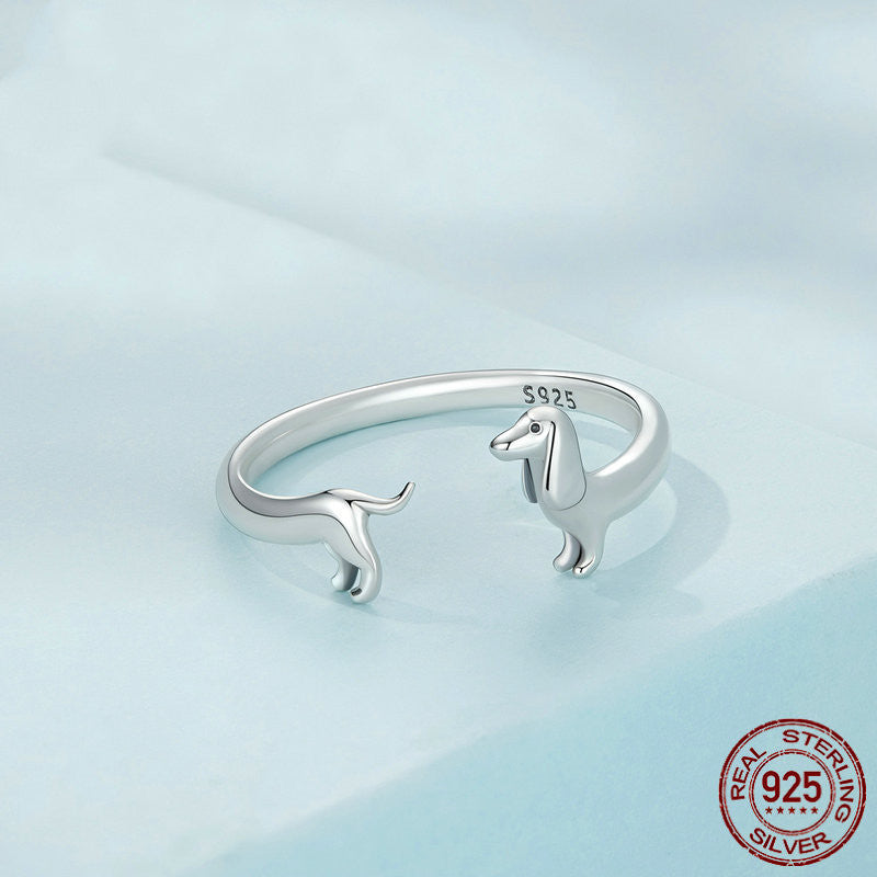 Sterling Silver S925 Sausage Dog Ring