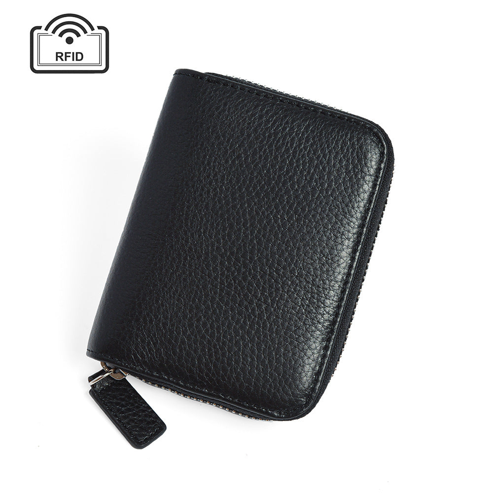 Leather Ins Organ Card Bag Rfid Anti-theft Zipper
