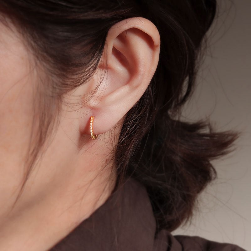 Zircon-inlaid Circular Statement Fashion S925 Silver Stud Earrings
