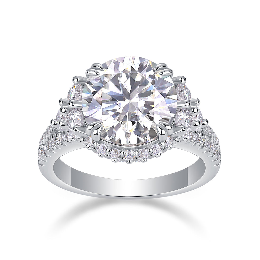 Dance Youth - A 5-carat S925 Silver Diamond Wedding Ring Set With Top-quality Moissanite And Platinum Plating. The Ring Can Be Inspected With A Diamond Pen