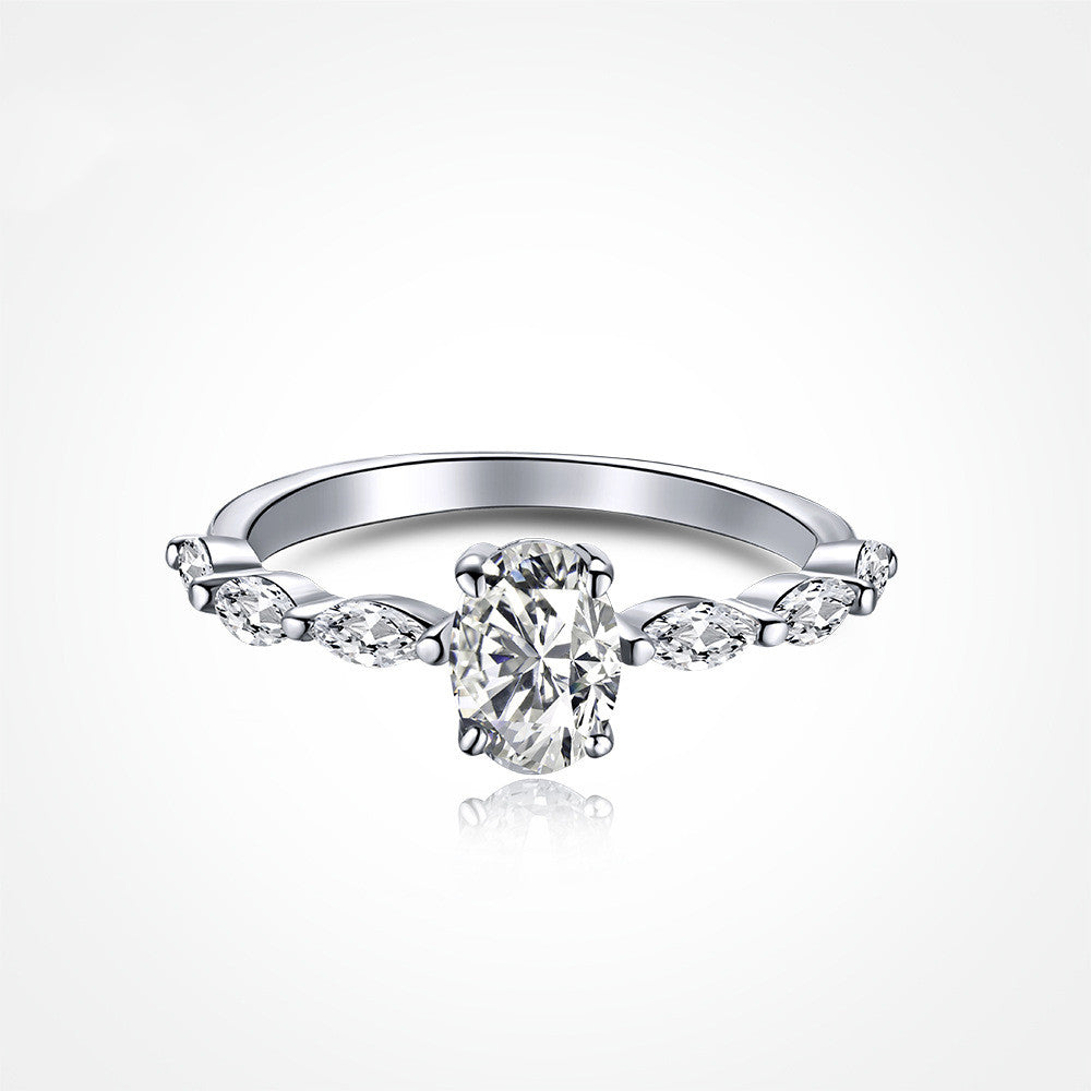 S925 Sterling Silver Egg Shape Oval 5A Zircon Ring