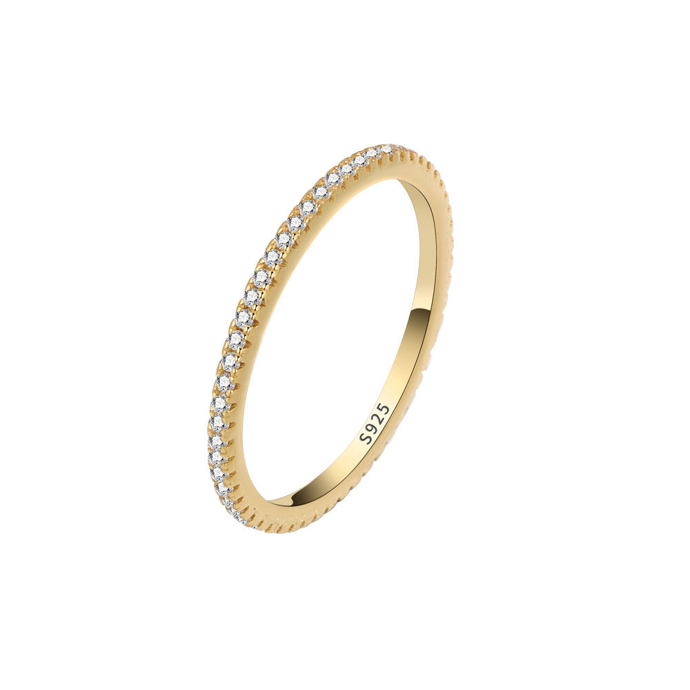 S925 Silver Fashion Full Diamond Little Finger Ring Single Row Ring