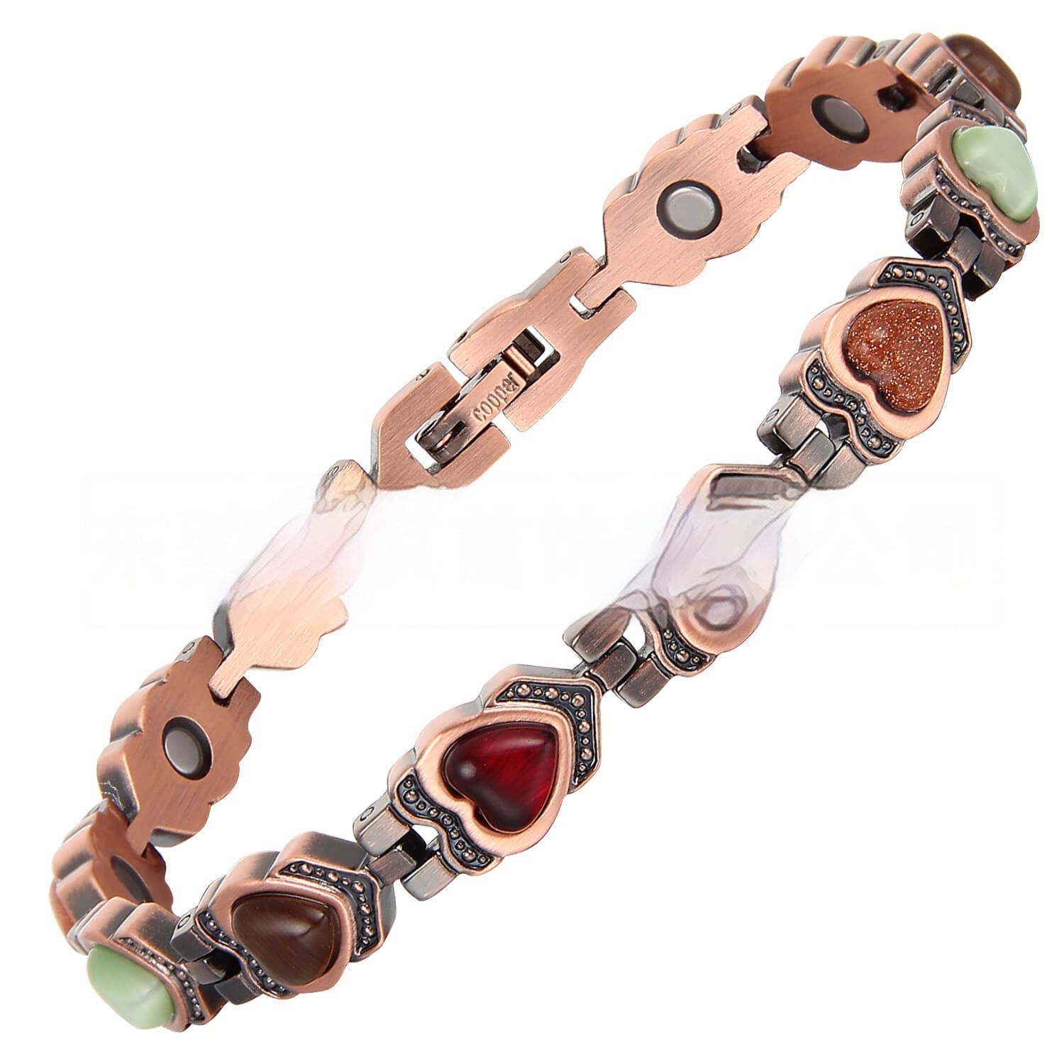 Artistic Vintage Magnetic Red Copper Bracelet For Women