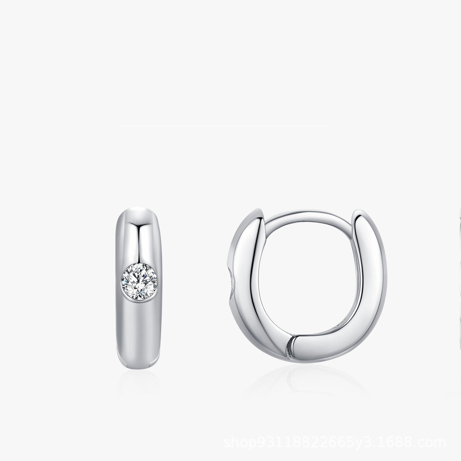S925 Sterling Silver Minimalist Design Geometric Micro Inlaid Zircon Ear Ring Women