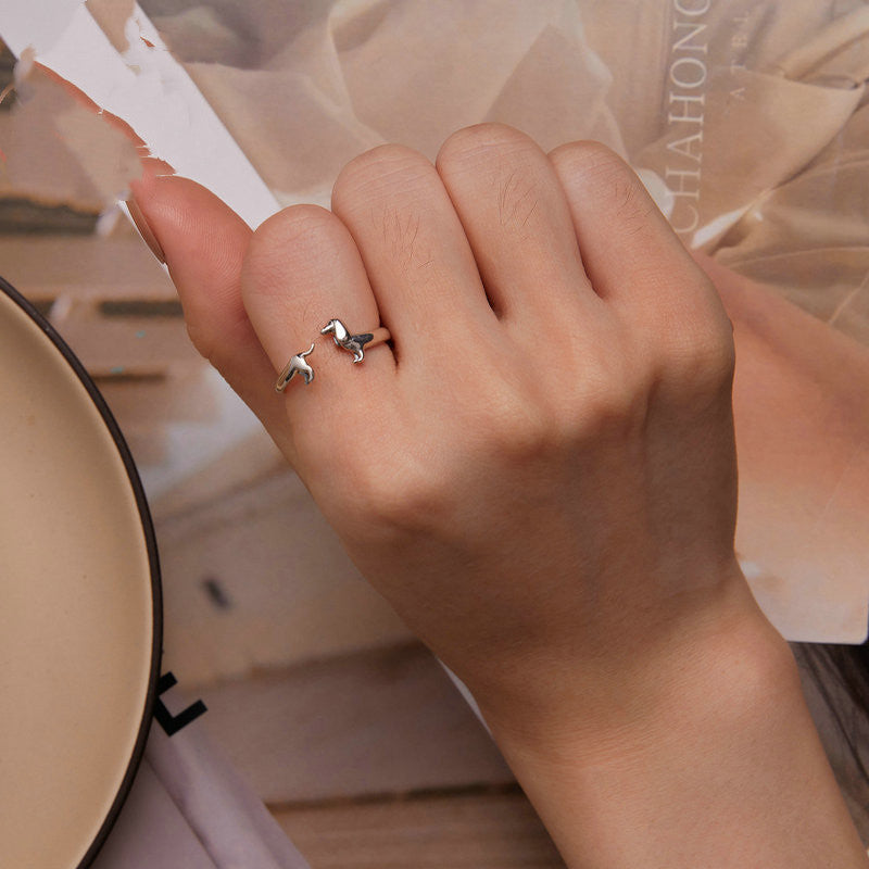 Sterling Silver S925 Sausage Dog Ring