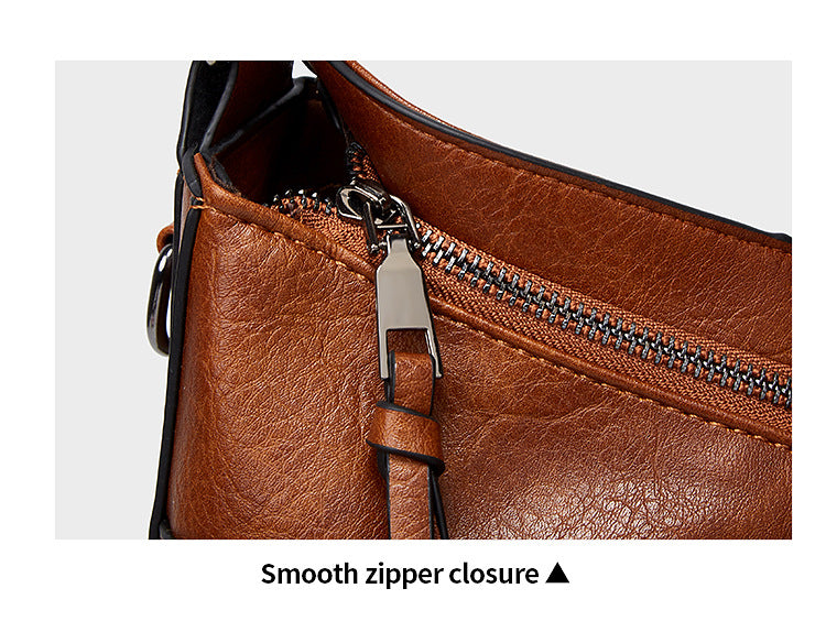Soft Leather Women's Tote Vintage Multi-pocket Shoulder Bag