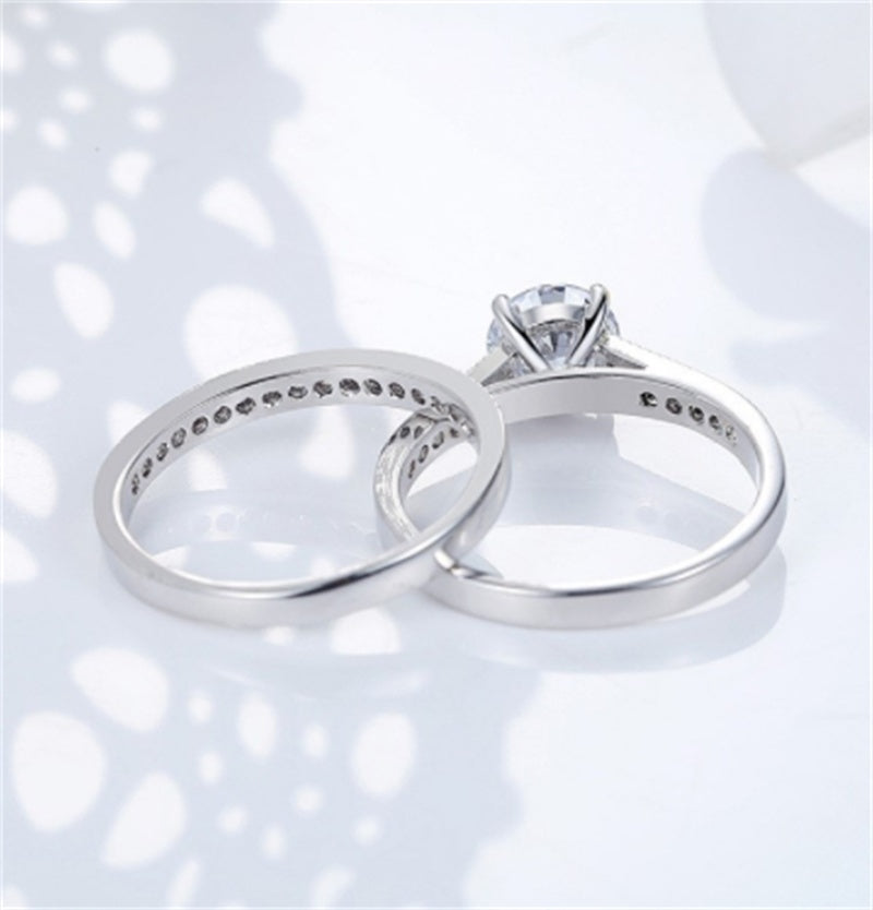 Copper Set Zircon Proposal Engagement Couple Ring
