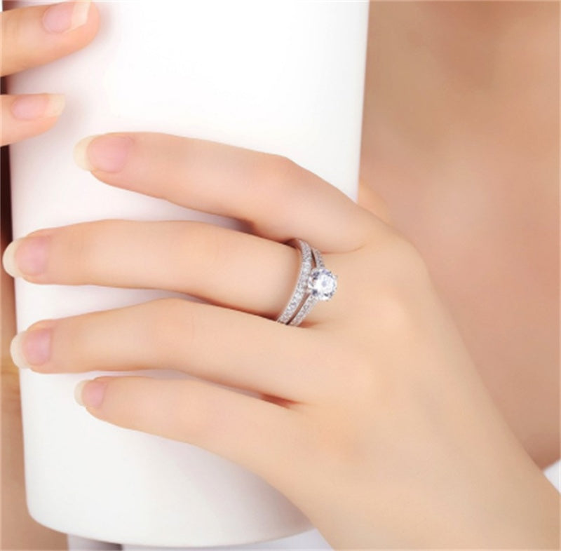 Copper Set Zircon Proposal Engagement Couple Ring