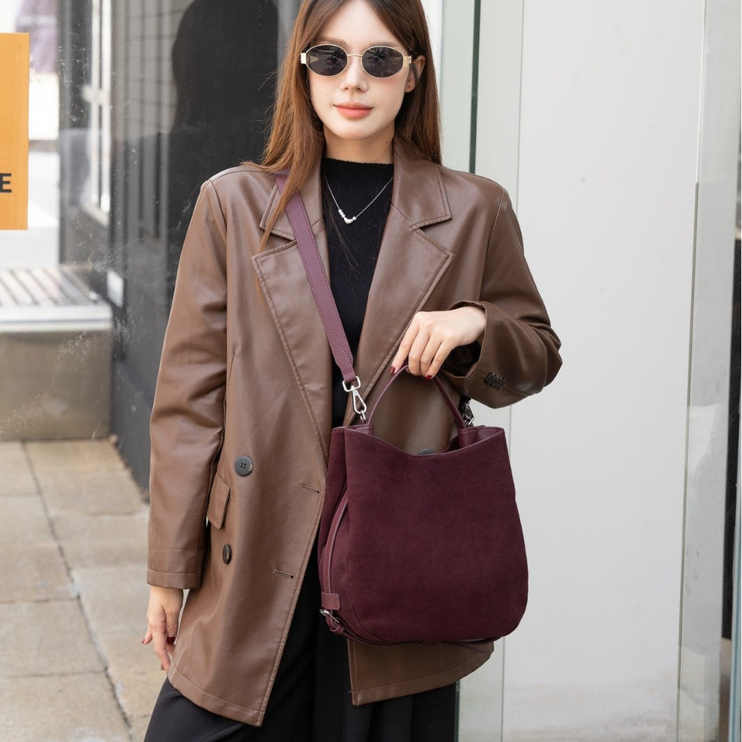 Matte Cowhide Niche Shoulder Crossbody Bag
