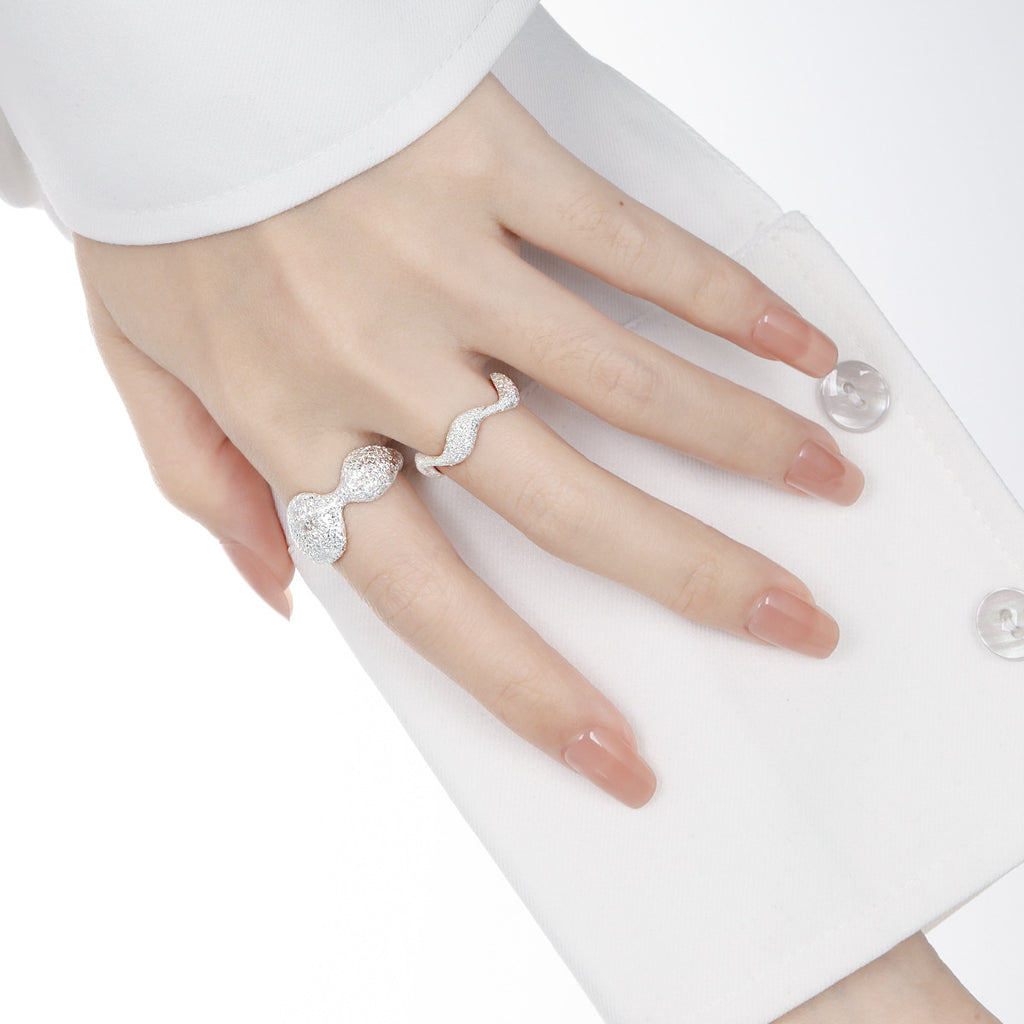 Geometric Round Frosted Ring Female Irregular Cold Wind Open Ring