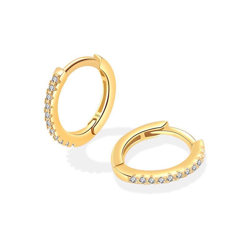 Zircon-inlaid Circular Statement Fashion S925 Silver Stud Earrings
