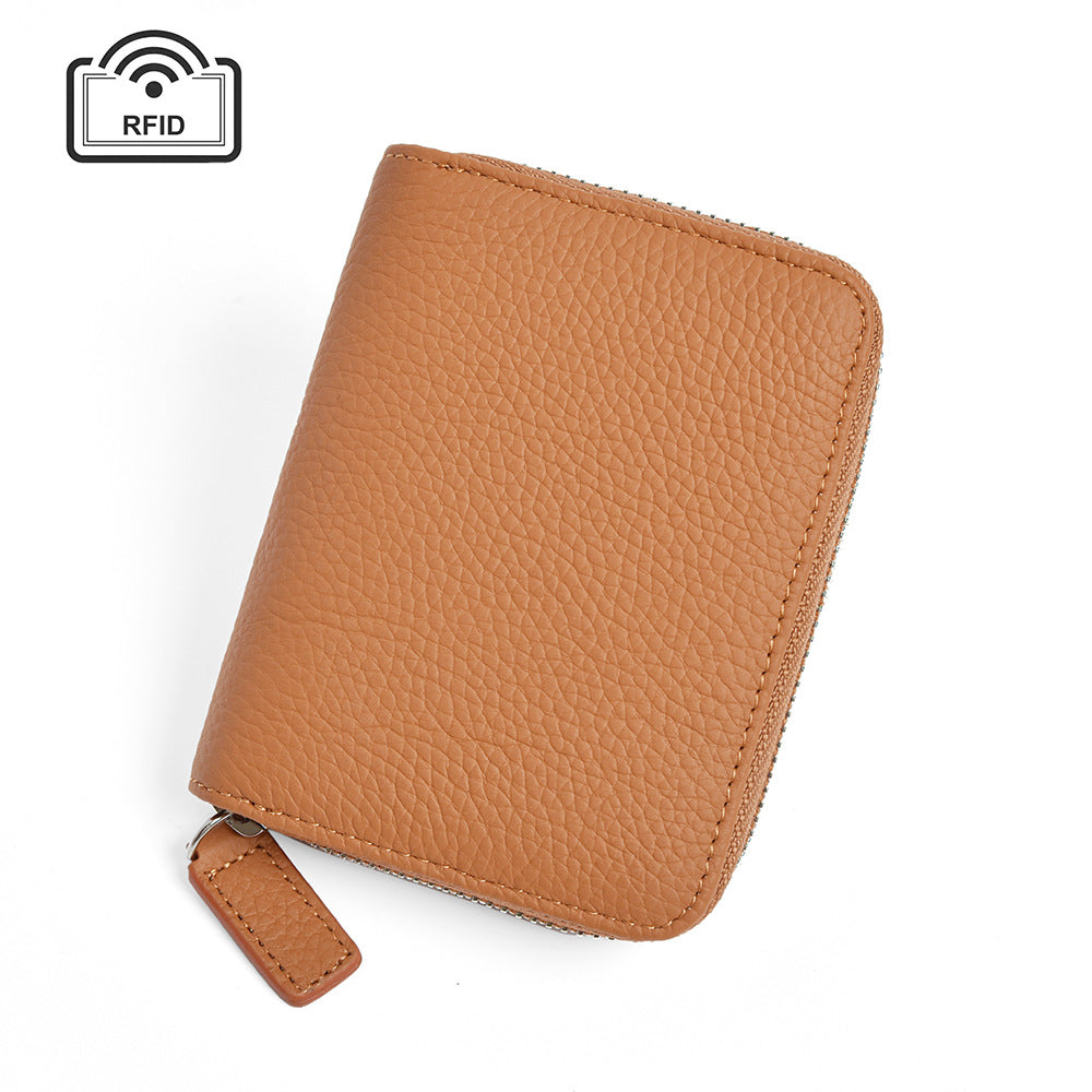 Leather Ins Organ Card Bag Rfid Anti-theft Zipper