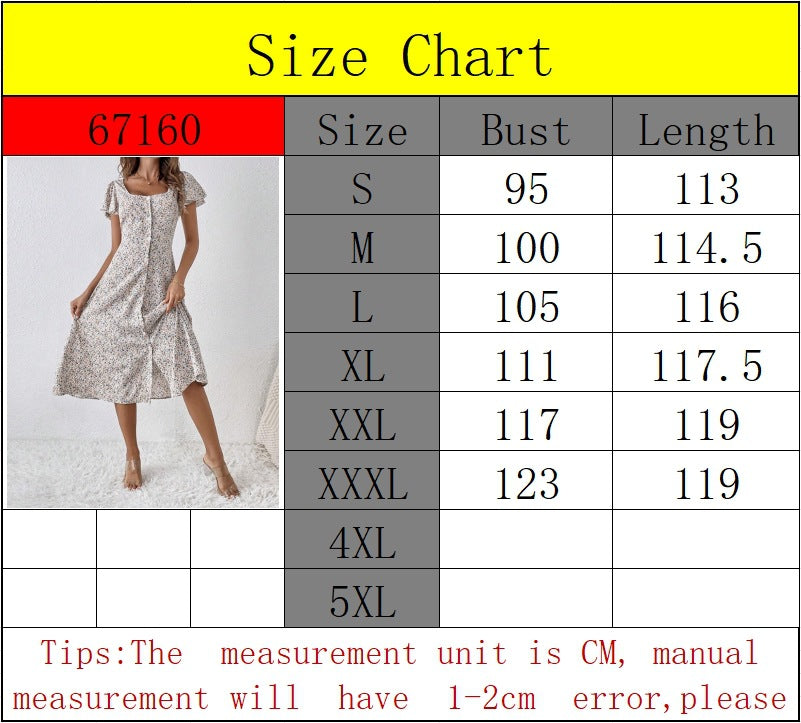Printed Short Sleeve Floral Dress Women