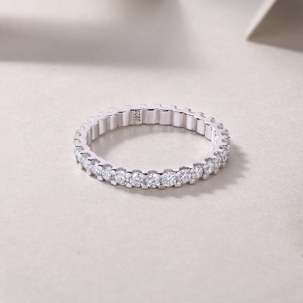 Wish - A Wedding Ring Set With Top-quality Moissanite S925 In Silver And Platinum-plated. The Ring Can Be Tested With A Diamond Pen
