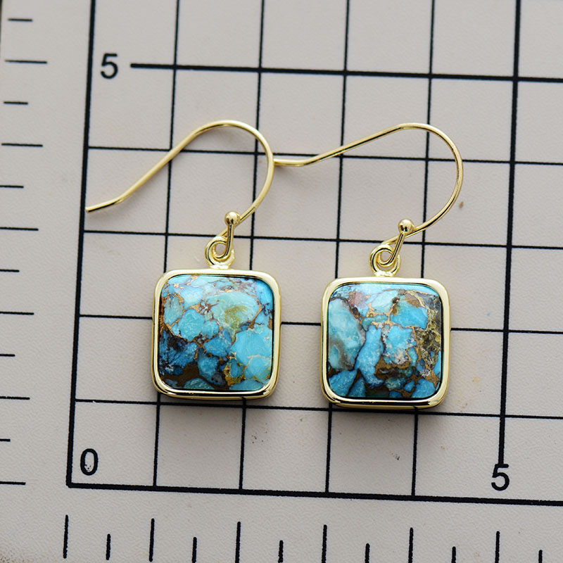 Geometric Drop Earrings Natural Stone
