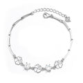 Sterling Silver Couple Lucky Four-leaf Clover Bracelet