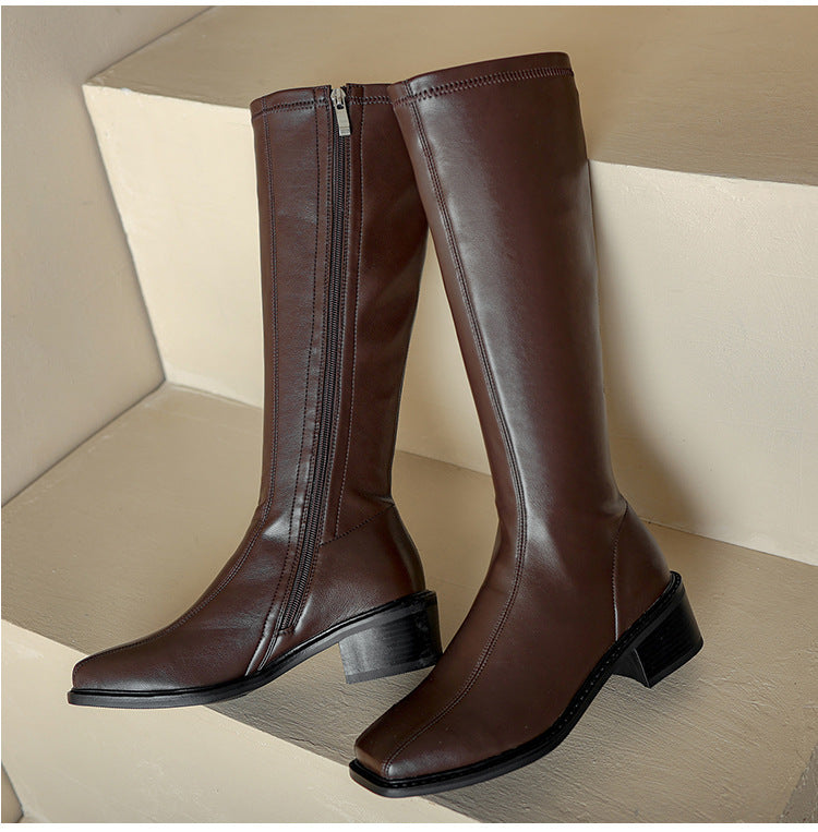 Women  New Boots But Knee Side Zipper