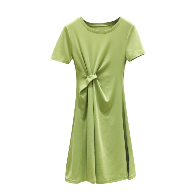 Fruit green careful waist short-sleeved dress women