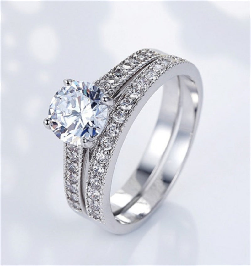 Copper Set Zircon Proposal Engagement Couple Ring
