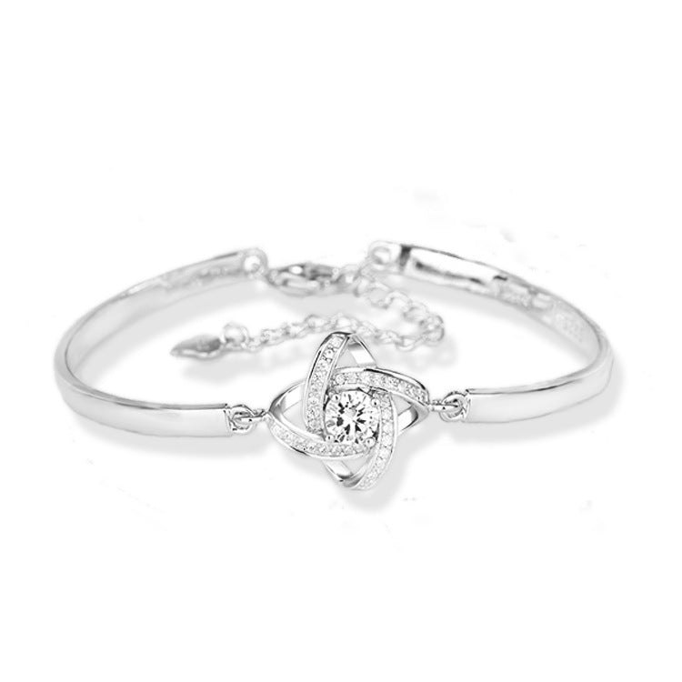 Fashion Simple S925 Sterling Silver Four-leaf Clover Bracelet