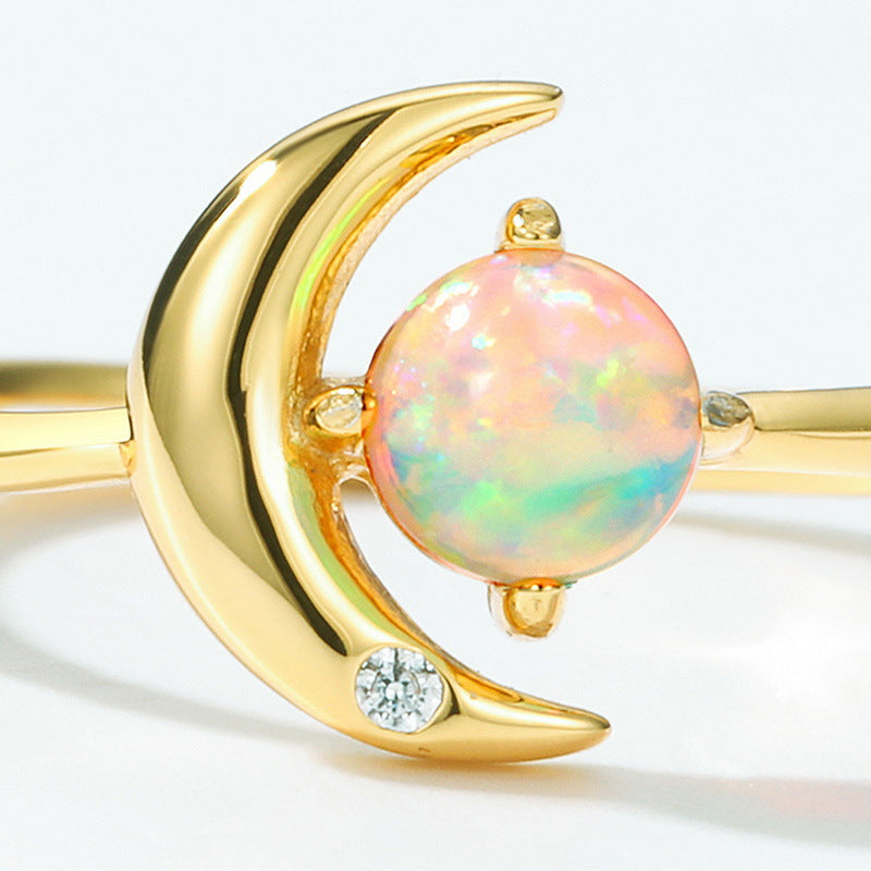 Light Luxury Star And Moon Silver Ring Female S925 Silver Plated