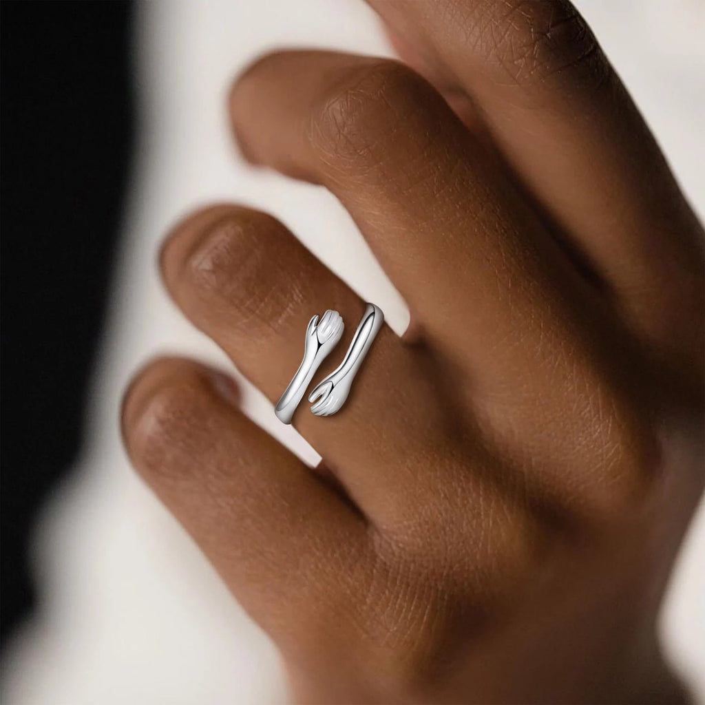 S925 Sterling Silver Hug Ring For Women Simple Fashion Forefinger