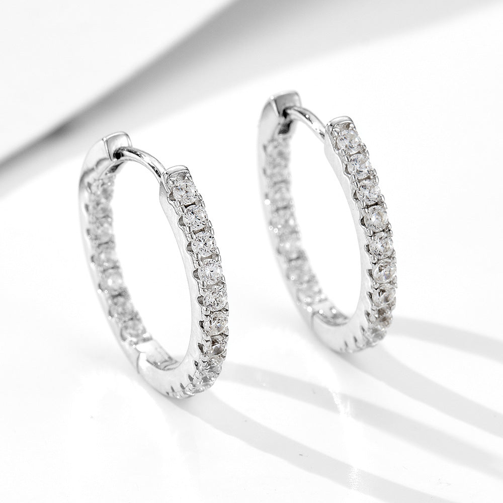 Women's 925 Sterling Silver Vintage High-End Diamond Encrusted Earrings