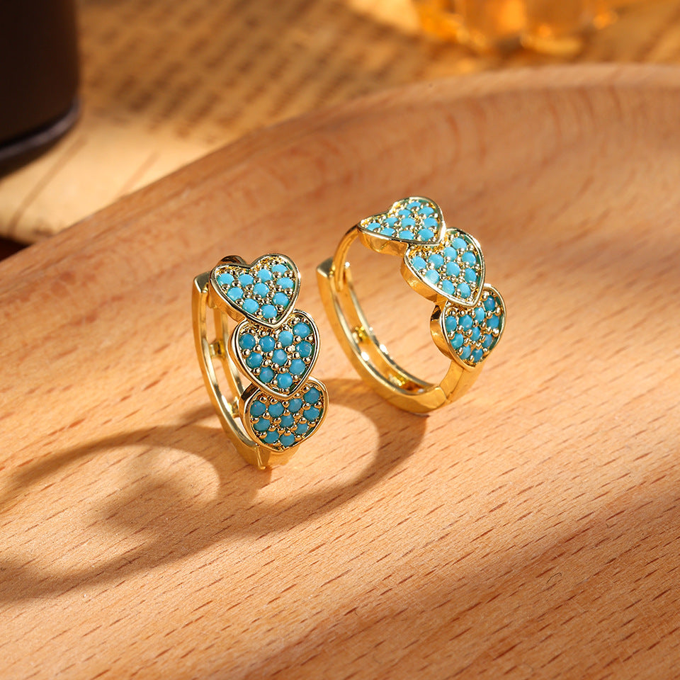High-end Classic Earrings With A Double-row Full Diamond Design