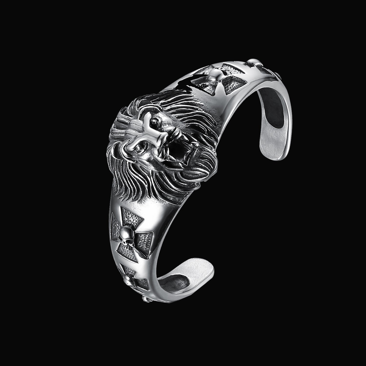 Personalized Stainless Steel Men's Lion Head Punk-Style Biker Bracelet