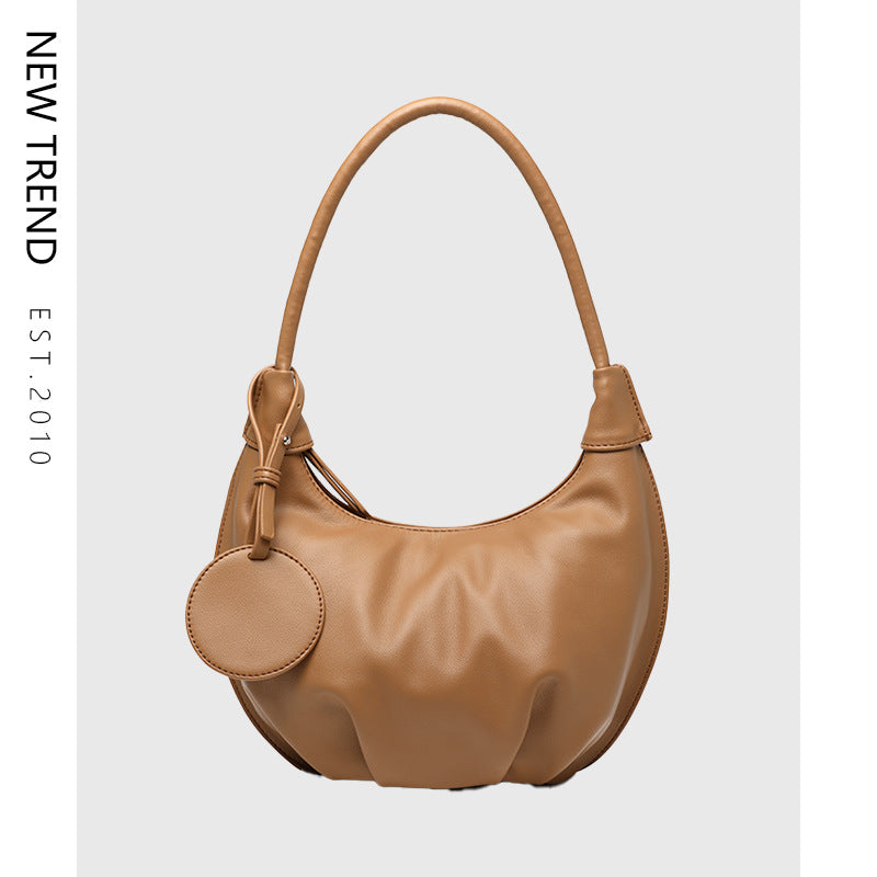Portable Underarm Bag Leisure Soft Leather Versatile Shoulder Dumpling Bag