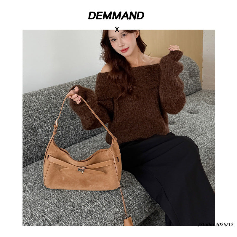Large-Capacity Tote Bag In Matte Cowhide, Shoulder Or Crossbody Style
