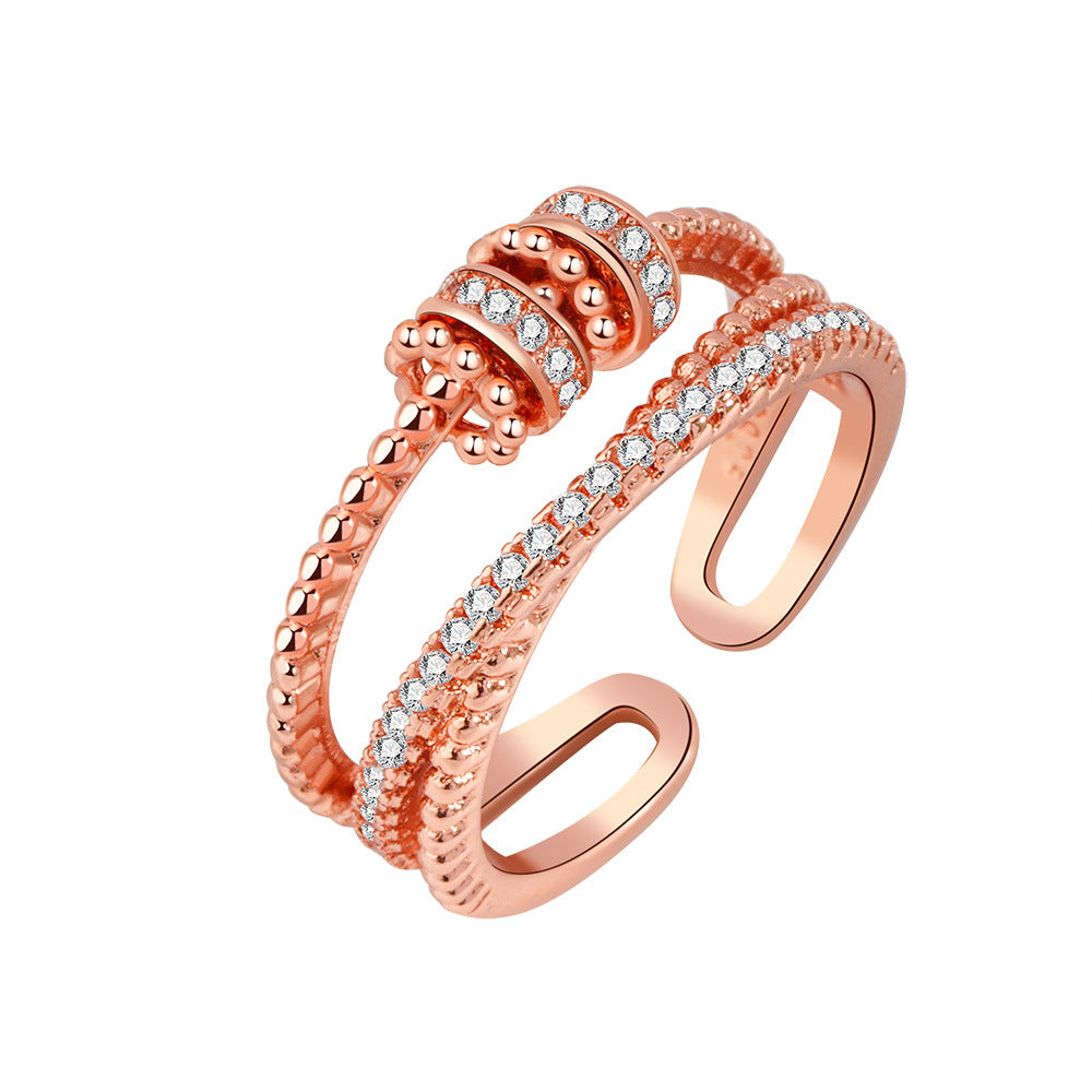 S925 Sterling Silver Rotating Ring Women's Fashion Personality