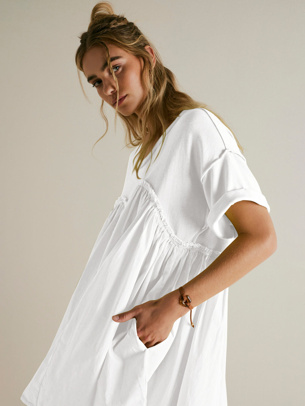 Lotus Leaf Short Skirt High Waist Spring And Summer New Casual Short Sleeve Round Neck Holiday Dress Women