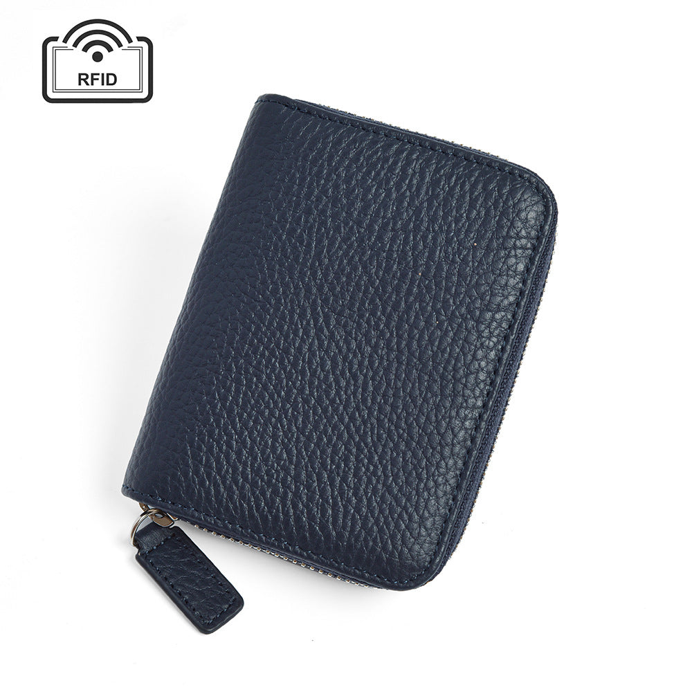 Leather Ins Organ Card Bag Rfid Anti-theft Zipper