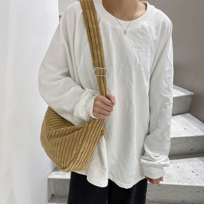 Large Capacity Corduroy Simple Shoulder Crossbody Bag
